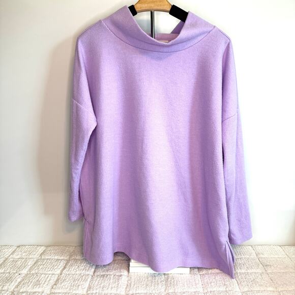 Anthropologie Cowl Neck Purple Sweater Size Large Oversized Vanilla Girl Boho - Picture 1 of 10